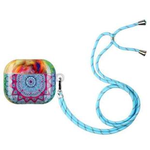 Painted Plastic Long Lanyard Wireless Earphone Protective Case For AirPods 3(Half Flower)