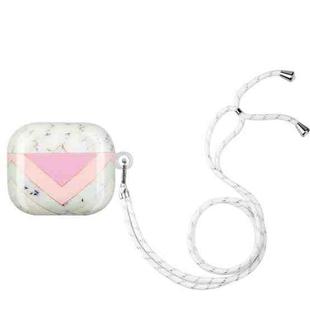 Painted Plastic Long Lanyard Wireless Earphone Protective Case For AirPods 3(Splicing Marble)