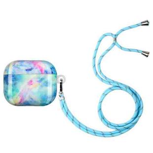 Painted Plastic Long Lanyard Wireless Earphone Protective Case For AirPods 3(Starry Sky Marble)