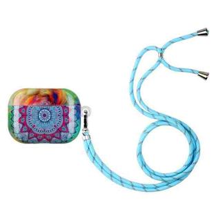 Painted Plastic Long Lanyard Wireless Earphone Protective Case For AirPods Pro(Half Flower)