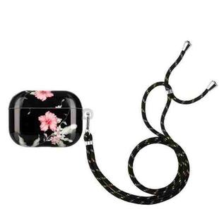 Painted Plastic Long Lanyard Wireless Earphone Protective Case For AirPods Pro(Rhododendron)