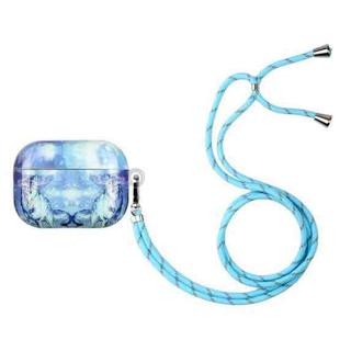 Painted Plastic Long Lanyard Wireless Earphone Protective Case For AirPods Pro(Snow Mountain Wolf)