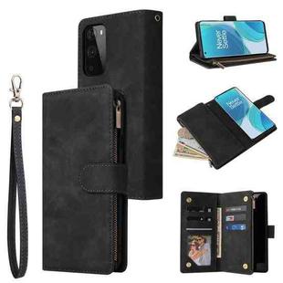 For OnePlus 9 Pro Multifunctional Frosted Zipper Wallet Leather Phone Case(Black)