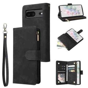 For Google Pixel 7 5G Multifunctional Frosted Zipper Wallet Leather Phone Case(Black)