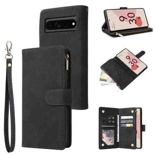 For Google Pixel 7 Pro 5G Multifunctional Frosted Zipper Wallet Leather Phone Case(Black)