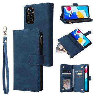 For Xiaomi Redmi Note 11S Multifunctional Frosted Zipper Wallet Leather Phone Case(Blue)