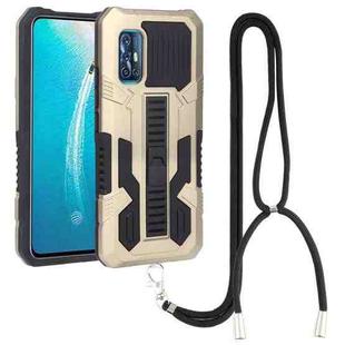 For vivo V19 Indonesia Vanguard Lanyard Kickstand TPU + PC Phone Case(Gold)