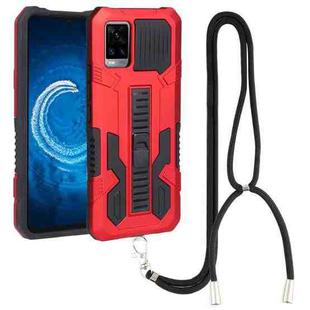 For vivo V20 Vanguard Lanyard Kickstand TPU + PC Phone Case(Red)