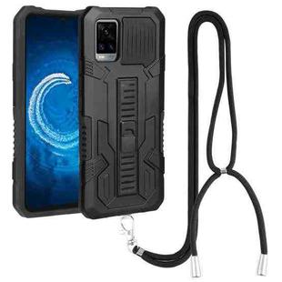 For vivo V20 Vanguard Lanyard Kickstand TPU + PC Phone Case(Black)