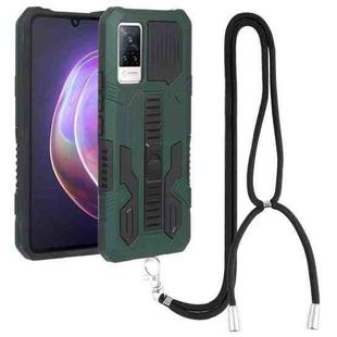 For vivo V21e Vanguard Lanyard Kickstand TPU + PC Phone Case(Green)