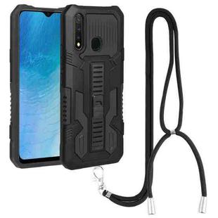 For vivo Y19 Vanguard Lanyard Kickstand TPU + PC Phone Case(Black)