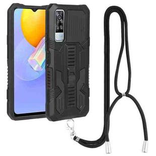 For vivo Y51 2020 December Vanguard Lanyard Kickstand TPU + PC Phone Case(Black)