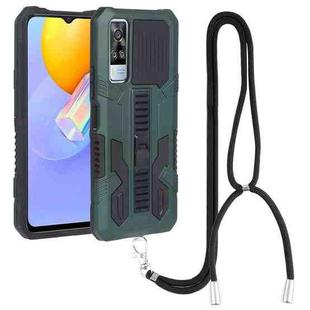 For vivo Y51 2020 December Vanguard Lanyard Kickstand TPU + PC Phone Case(Green)