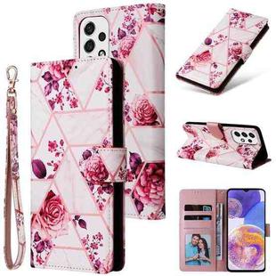 For Samsung Galaxy A23 Marble Bronzing Stitching Leather Phone Case(Rose Gold)