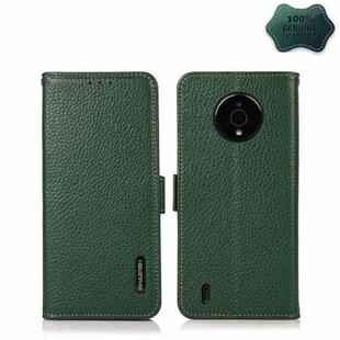 For Nokia C200 KHAZNEH Side-Magnetic Litchi Genuine Leather RFID Phone Case(Green)