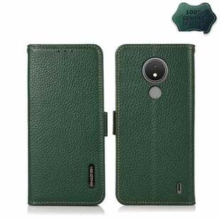 For Nokia C21 KHAZNEH Side-Magnetic Litchi Genuine Leather RFID Phone Case(Green)