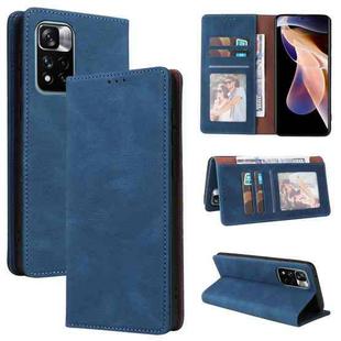 For Xiaomi Redmi Note 11 Pro 5G Simple Suction Closure Leather Phone Case(Blue)