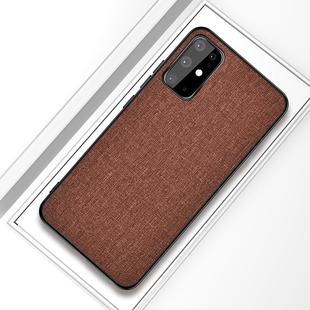 For Galaxy S20+ Shockproof Cloth Texture PC + TPU Protective Case(Brown)