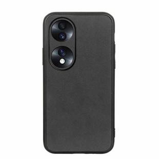 For Honor 70 Fine Hole Version  Two-color Cowhide Texture PU Shockproof Phone Case(Black)