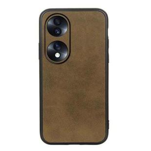 For Honor 70 Fine Hole Version  Two-color Cowhide Texture PU Shockproof Phone Case(Green)