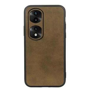 For Honor 70 Pro Fine Hole Version Two-color Cowhide Texture PU Shockproof Phone Case(Green)