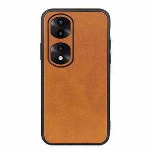 For Honor 70 Pro Fine Hole Version Two-color Cowhide Texture PU Shockproof Phone Case(Brown)