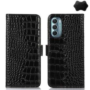 For Motorola Moto G Stylus 5G 2022 Crocodile Top Layer Cowhide Leather Phone Case(Black)