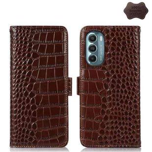 For Motorola Moto G Stylus 5G 2022 Crocodile Top Layer Cowhide Leather Phone Case(Brown)