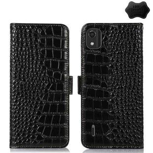 For Nokia C2 2nd Edition Crocodile Top Layer Cowhide Leather Phone Case(Black)