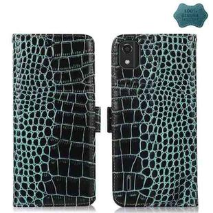 For Nokia C2 2nd Edition Crocodile Top Layer Cowhide Leather Phone Case(Green)