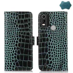 For Nokia C21 Plus Crocodile Top Layer Cowhide Leather Phone Case(Green)