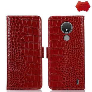 For Nokia C21 Crocodile Top Layer Cowhide Leather Phone Case(Red)