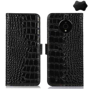 For Nokia C200 Crocodile Top Layer Cowhide Leather Phone Case(Black)