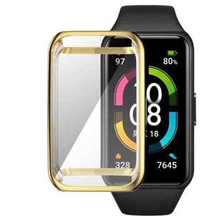 For Huawei Band 7 Full Coverage Electroplating TPU Watch Case(Gold)