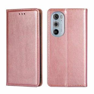 For Motorola Moto Edge+ 2022 / Edge 30 Pro Pure Color Magnetic Leather Phone Case(Rose Gold)