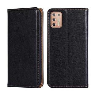 For Motorola Moto G9 Plus Pure Color Magnetic Leather Phone Case(Black)