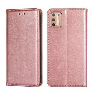 For Motorola Moto G9 Plus Pure Color Magnetic Leather Phone Case(Rose Gold)