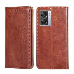 For OPPO A57 5G 2022 / Realme Q5i Pure Color Magnetic Leather Phone Case(Brown)