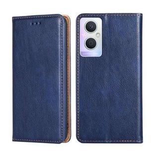 For OPPO A96 5G Pure Color Magnetic Leather Phone Case(Blue)