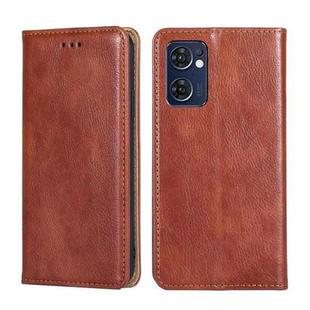 For OPPO Reno7 5G Global / Find X5 Lite Pure Color Magnetic Leather Phone Case(Brown)