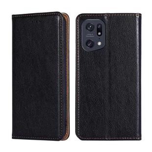 For OPPO Find X5 Pro Pure Color Magnetic Leather Phone Case(Black)