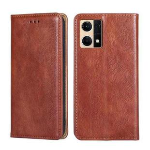 For OPPO Reno7 4G / F21 Pro 4G Pure Color Magnetic Leather Phone Case(Brown)