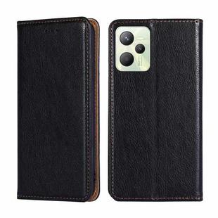 For OPPO Realme C35 Pure Color Magnetic Leather Phone Case(Black)