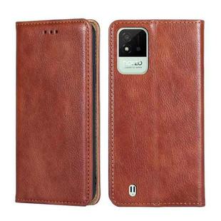 For OPPO Realme Narzo 50i Pure Color Magnetic Leather Phone Case(Brown)
