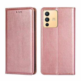 For vivo S12 / V23 5G Pure Color Magnetic Leather Phone Case(Rose Gold)
