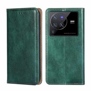 For vivo X80 Pro China Pure Color Magnetic Leather Phone Case(Green)