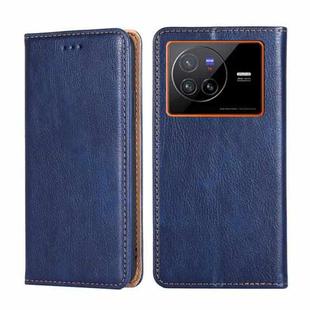 For vivo X80 China Pure Color Magnetic Leather Phone Case(Blue)