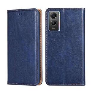 For vivo Y55s 5G Pure Color Magnetic Leather Phone Case(Blue)