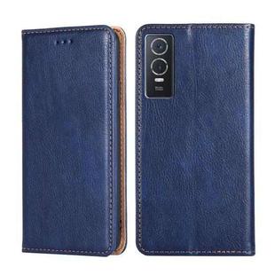 For vivo Y76S / Y74S Pure Color Magnetic Leather Phone Case(Blue)