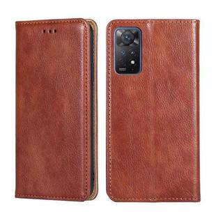 For Xiaomi Redmi Note 11 Pro 4G / 5G Global Pure Color Magnetic Leather Phone Case(Brown)